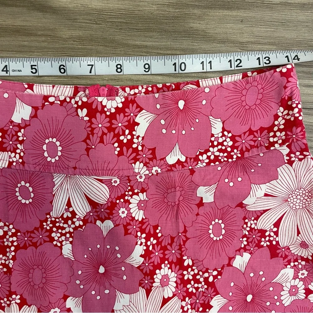 Charlotte Russe Vintage 90s Pink Cotton Floral A-Line Midi Skirt